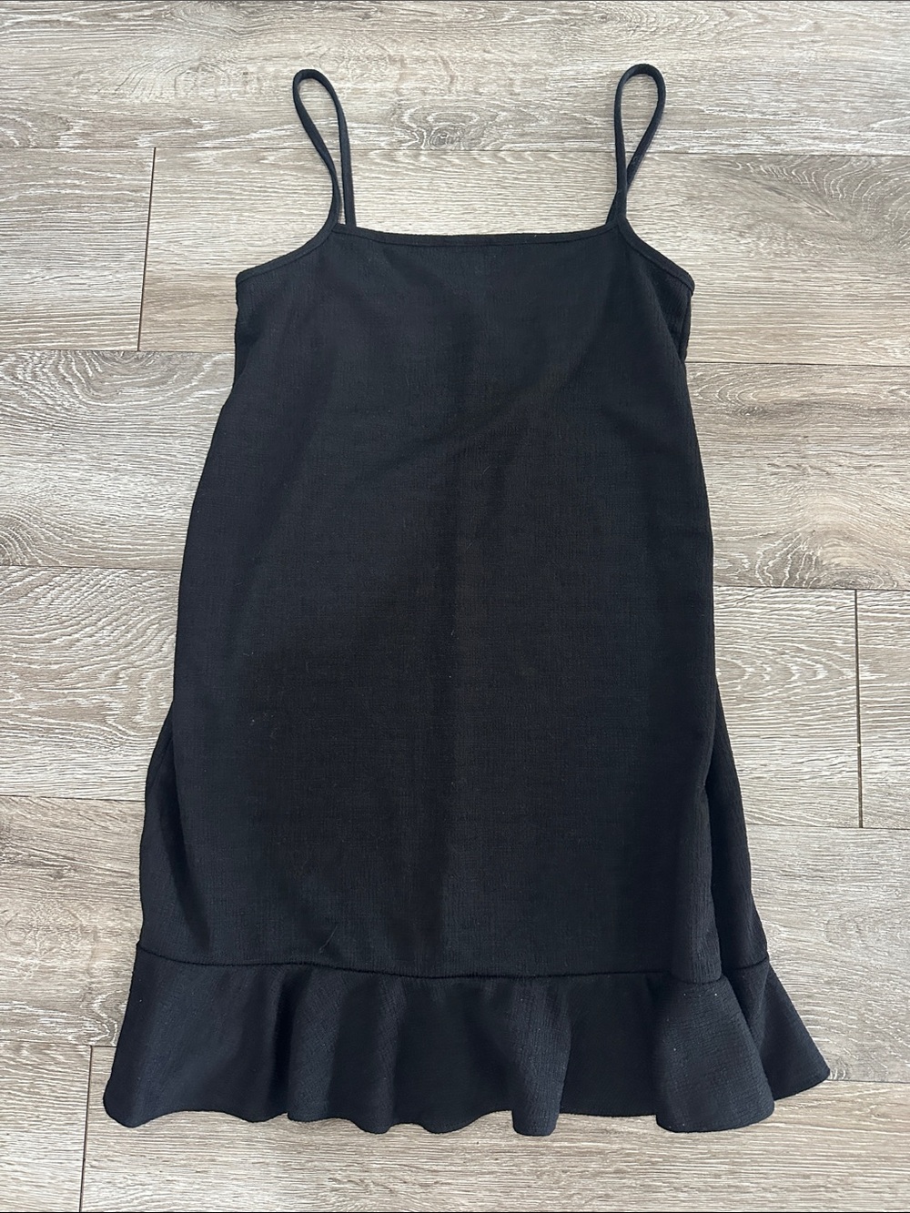 Nasty Gal Black Ruffle-Hem Mini Slip Dress